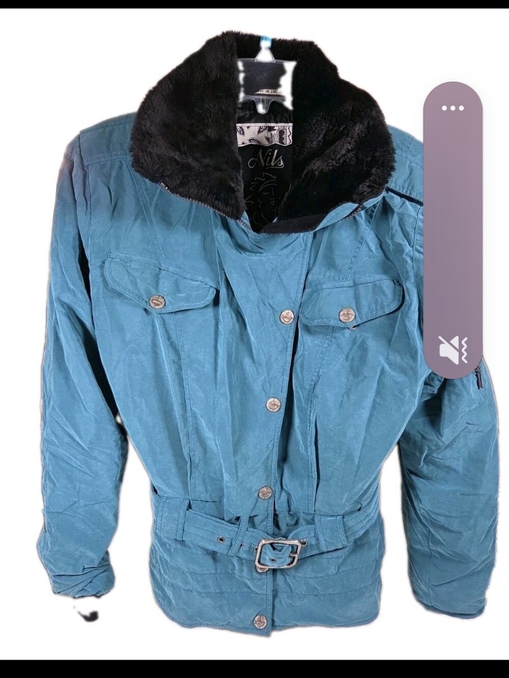 Vintage NILS Teal Ski Jacket Fur Collar Insulated Women's Sz 8